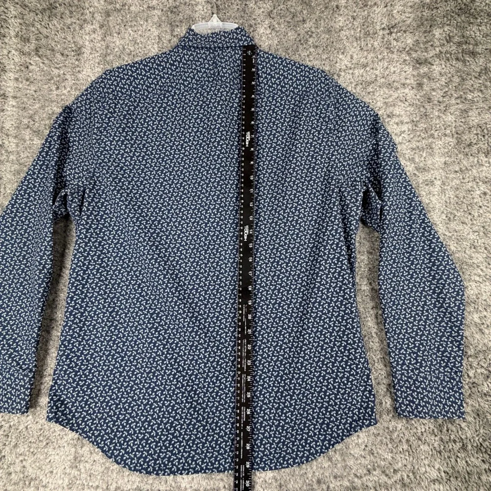 Banana Republic Men's Medium Luxe Poplin Navy Blue Floral Button Down Shirt